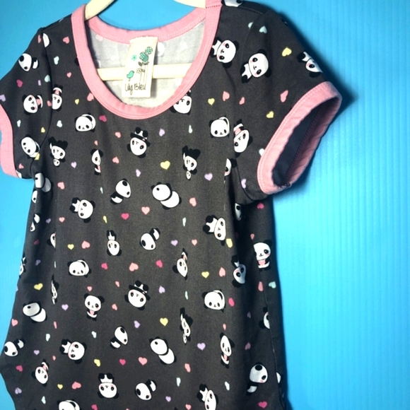 2pc set of Pink and brown Panda print top Very soft & Denim Jean Bermuda Shorts - Picture 6 of 10